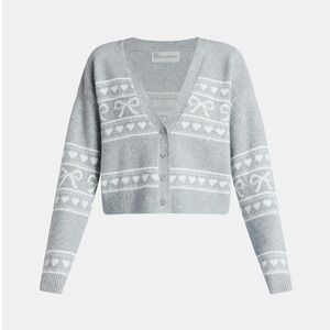 NWOT No Boundaries Light Gray and White Cardigan